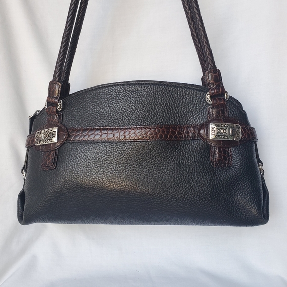 Brighton Black & Brown Pebble Leather Handbag - Picture 5 of 15